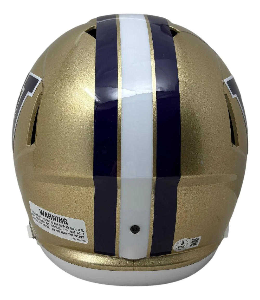 Warren Moon Signed Washington Huskies Full Size Speed Replica Helmet BAS - Image 3