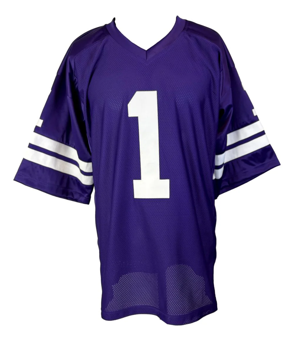 Warren Moon Washington Signed Purple Football Jersey HOF 06 Inscribed BAS - Image 3