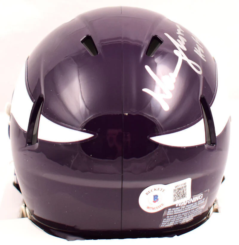 Warren Moon Autographed Minnesota Vikings 83-01 Speed Mini Helmet-Beckett W Holo - Image 3