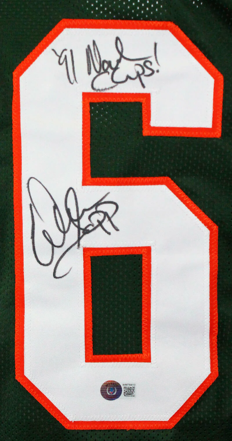 Warren Sapp Autographed Green College Style Jersey w/Insc.-Beckett W Hologram - Image 2