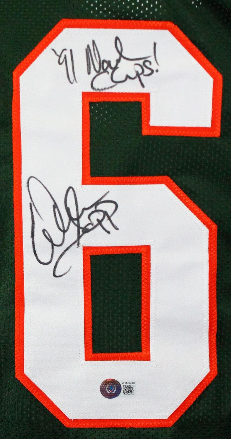 Warren Sapp Autographed Green College Style Jersey w/Insc.-Beckett W Hologram - Image 6