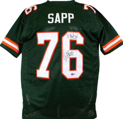Warren Sapp Autographed Green College Style Jersey w/Insc.-Beckett W Hologram - Image 8
