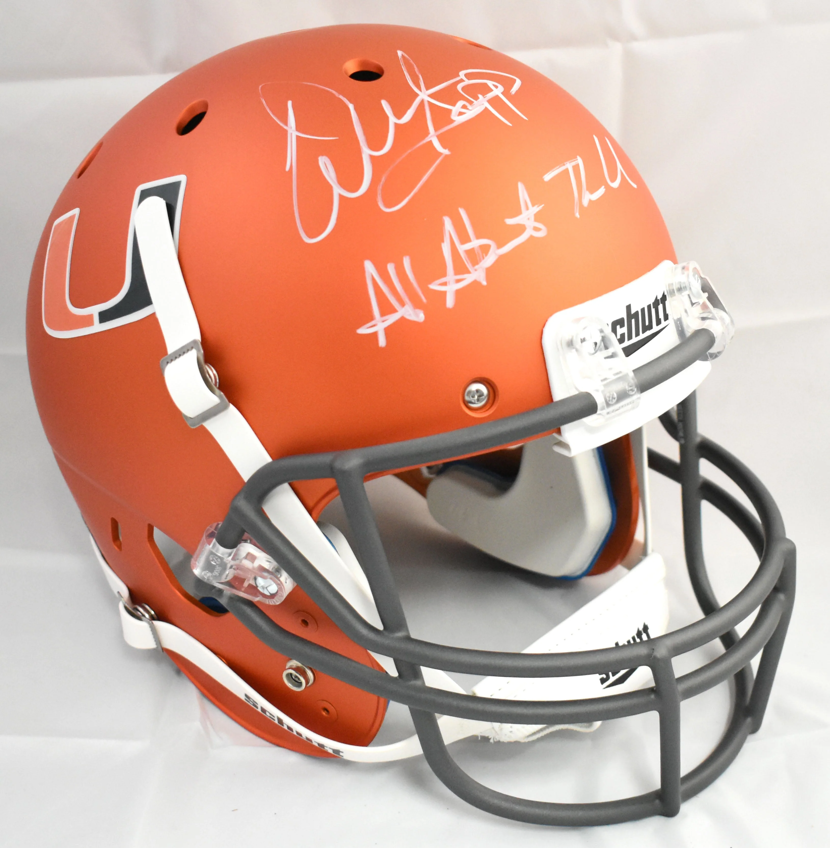 Warren Sapp Autographed Miami F/S Schutt Helmet All About the U - JSA W *White