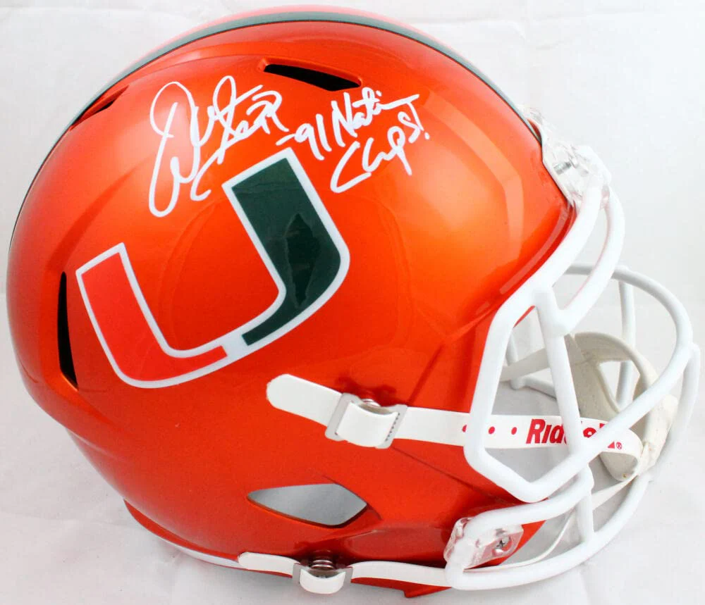 Warren Sapp Autographed Miami Hurricanes F/S Flash Speed Helmet w/Insc.-BAW Holo - Image 7