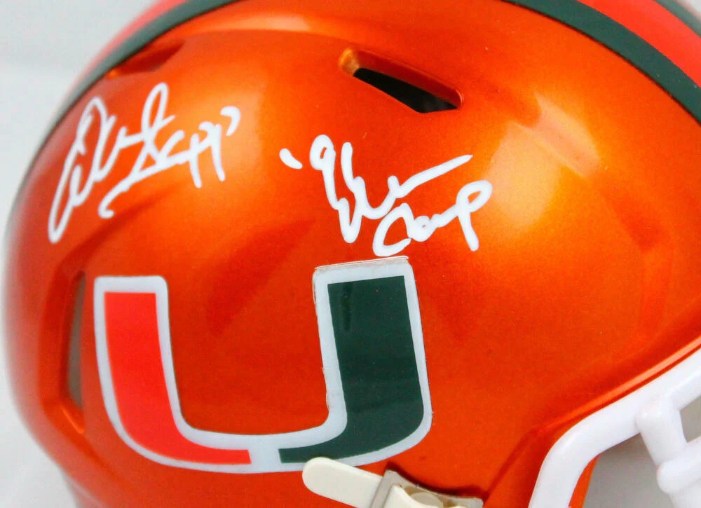 Warren Sapp Signed Miami Hurricanes Flash Speed Mini Helmet w/Insc.-BeckettWHolo - Image 3