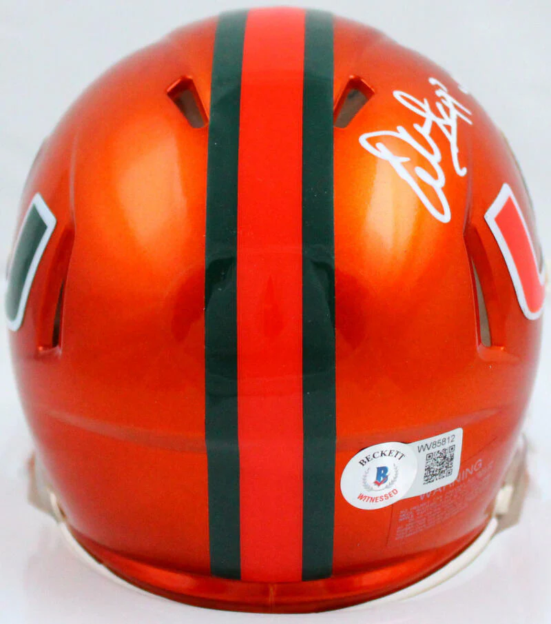 Warren Sapp Signed Miami Hurricanes Flash Speed Mini Helmet w/Insc.-BeckettWHolo - Image 4