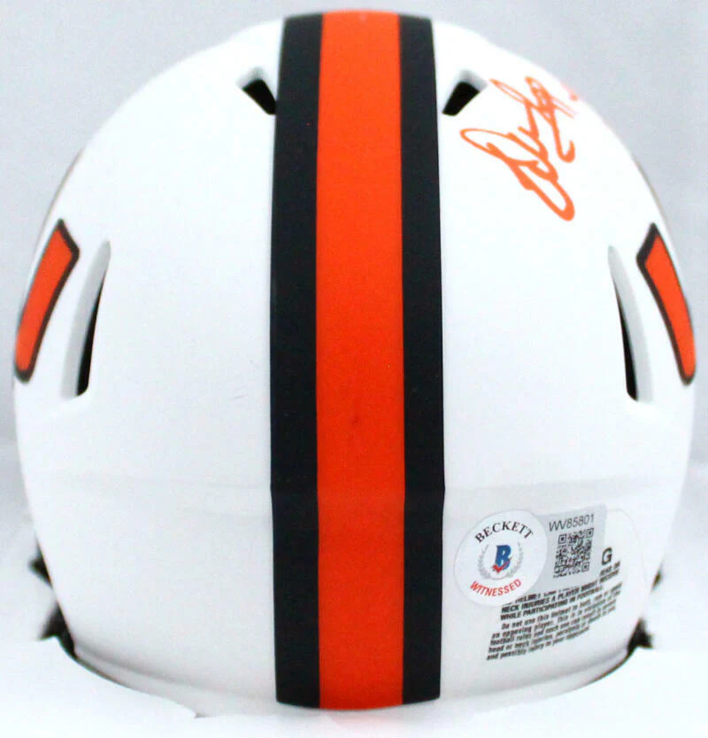 Warren Sapp Signed Miami Hurricanes Lunar Speed Mini Helmet w/Insc.-BeckettWHolo - Image 3