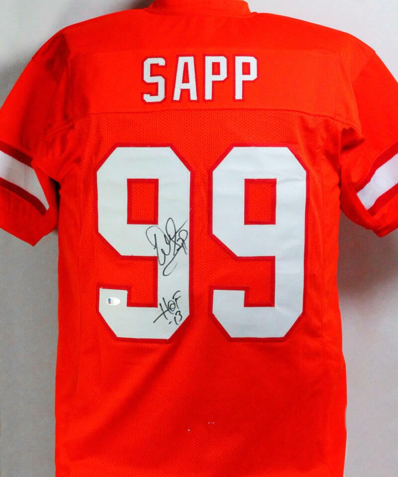 Warren Sapp Autographed Orange Pro Style Jersey w/ HOF - Beckett Witness - Image 8