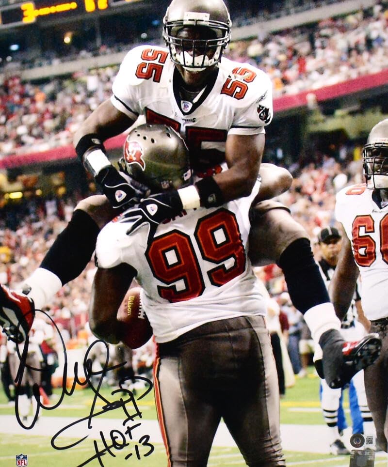 Warren Sapp Autographed Buccaneers 16x20 Celebration Photo W/ HOF-Beckett W Holo - Image 7