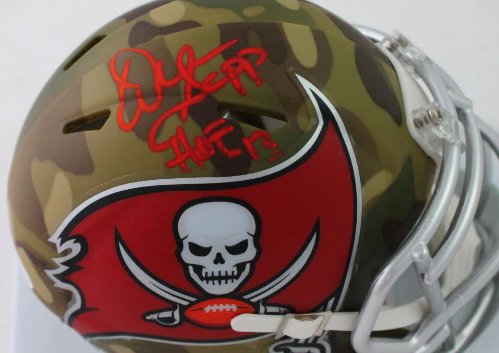 Warren Sapp Signed Tampa Bay Bucs Camo Speed Mini Helmet w/HOF- Beckett W Auth - Image 2