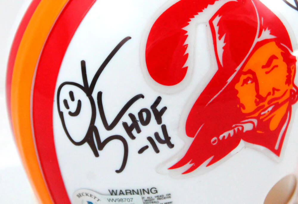 Warren Sapp/D. Brooks Signed Buccaneers 76-96 Mini Helmet w/HOF-Beckett W Holo - Image 3