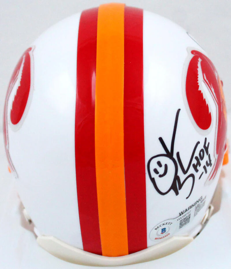 Warren Sapp/D. Brooks Signed Buccaneers 76-96 Mini Helmet w/HOF-Beckett W Holo - Image 4