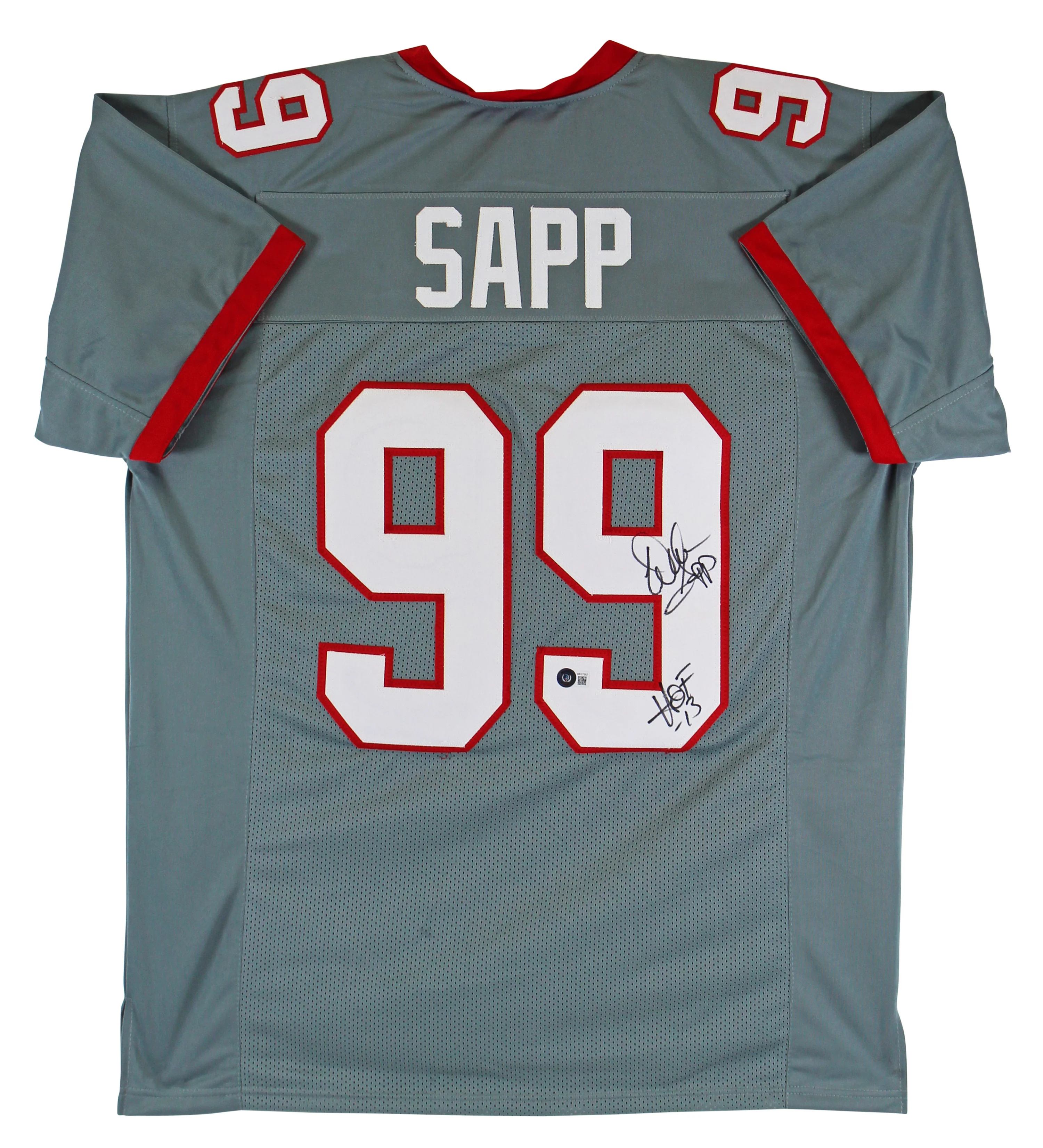Warren Sapp "HOF 13" Authentic Signed Grey Pro Style Jersey BAS Witnessed - Image 2