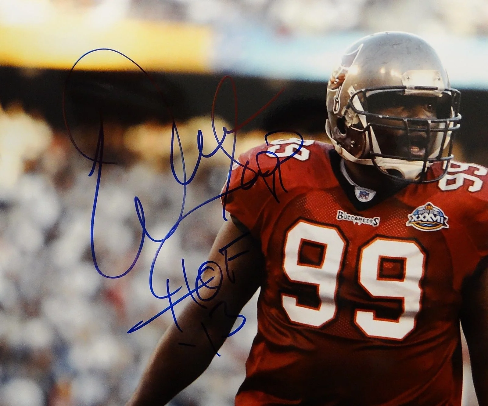 Warren Sapp HOF Autographed 16x20 Tampa Bay Horizontal Photo- JSA W Auth - Image 2