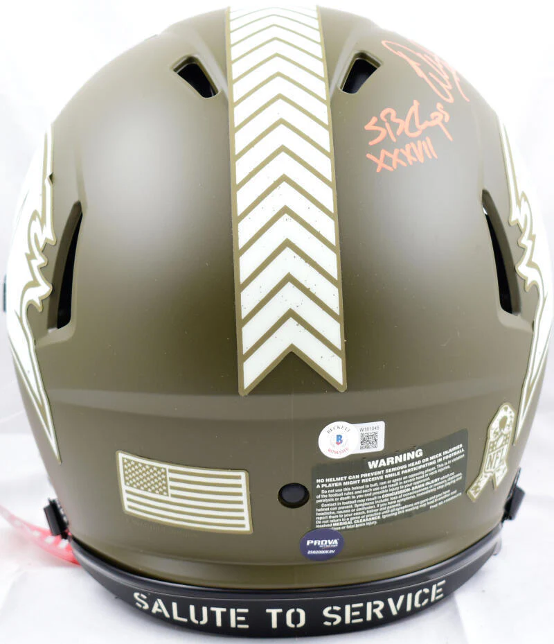 Warren Sapp Signed Bucs F/S Salute to Service Speed Auth Helmet w/3 ins-BeckettW - Image 4