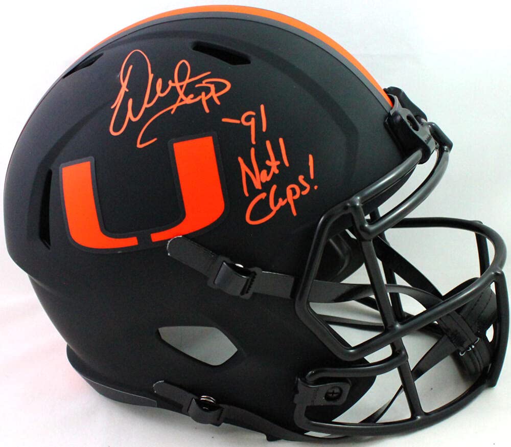 Warren Sapp Signed Miami Hurricanes Eclipse Speed FS Helmet w 91-BeckettW*Orange - Image 7
