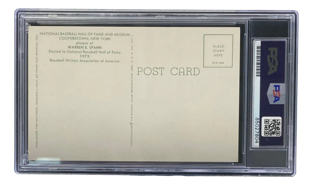 Warren Spahn Signed 4x6 Milwaukee Braves Hall Of Fame Plaque Card PSA/DNA 85027804 - Image 2