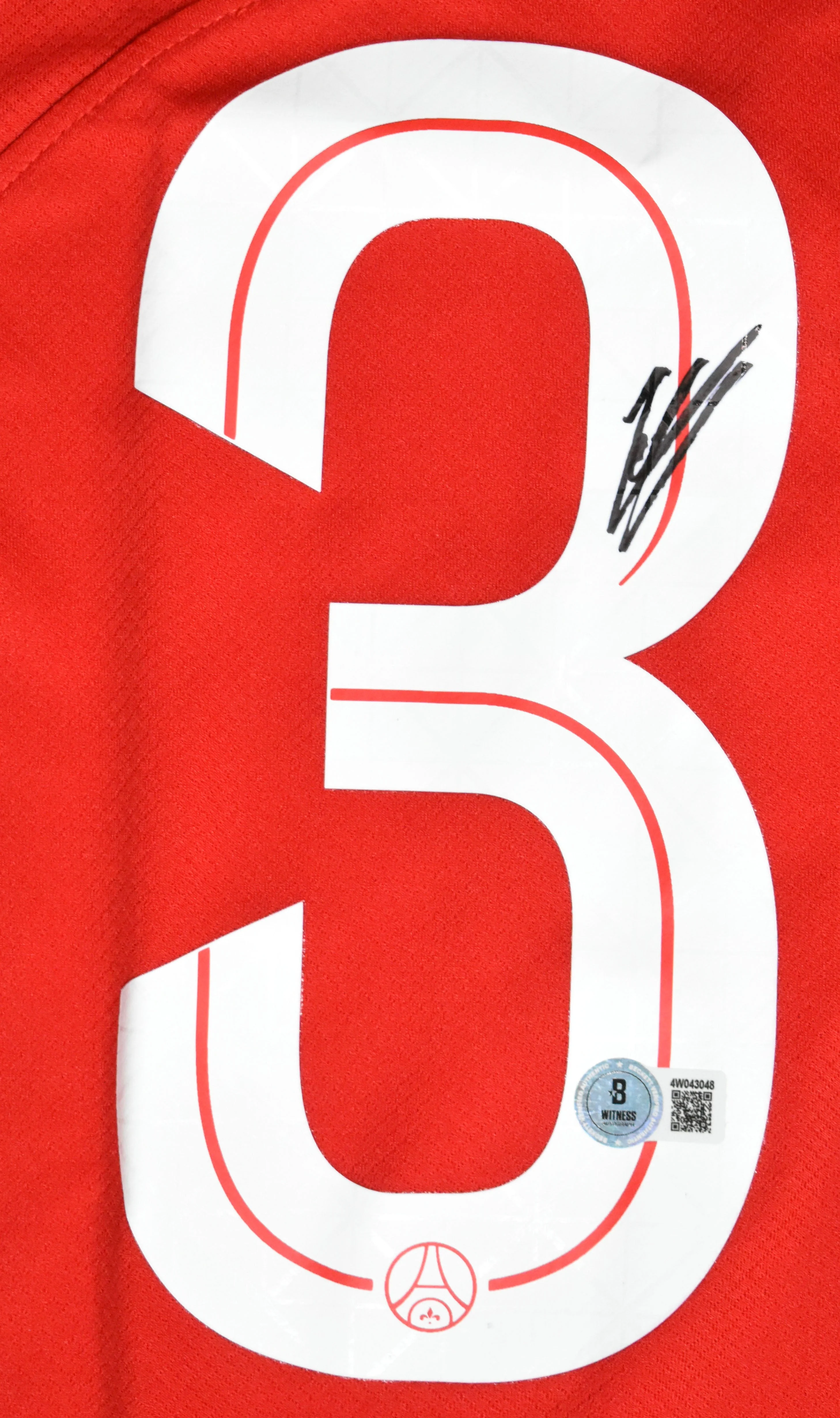 Warren Zaire-Emery Autographed PSG Red Third Soccer Jersey #33 Beckett W Holo *L - Image 2