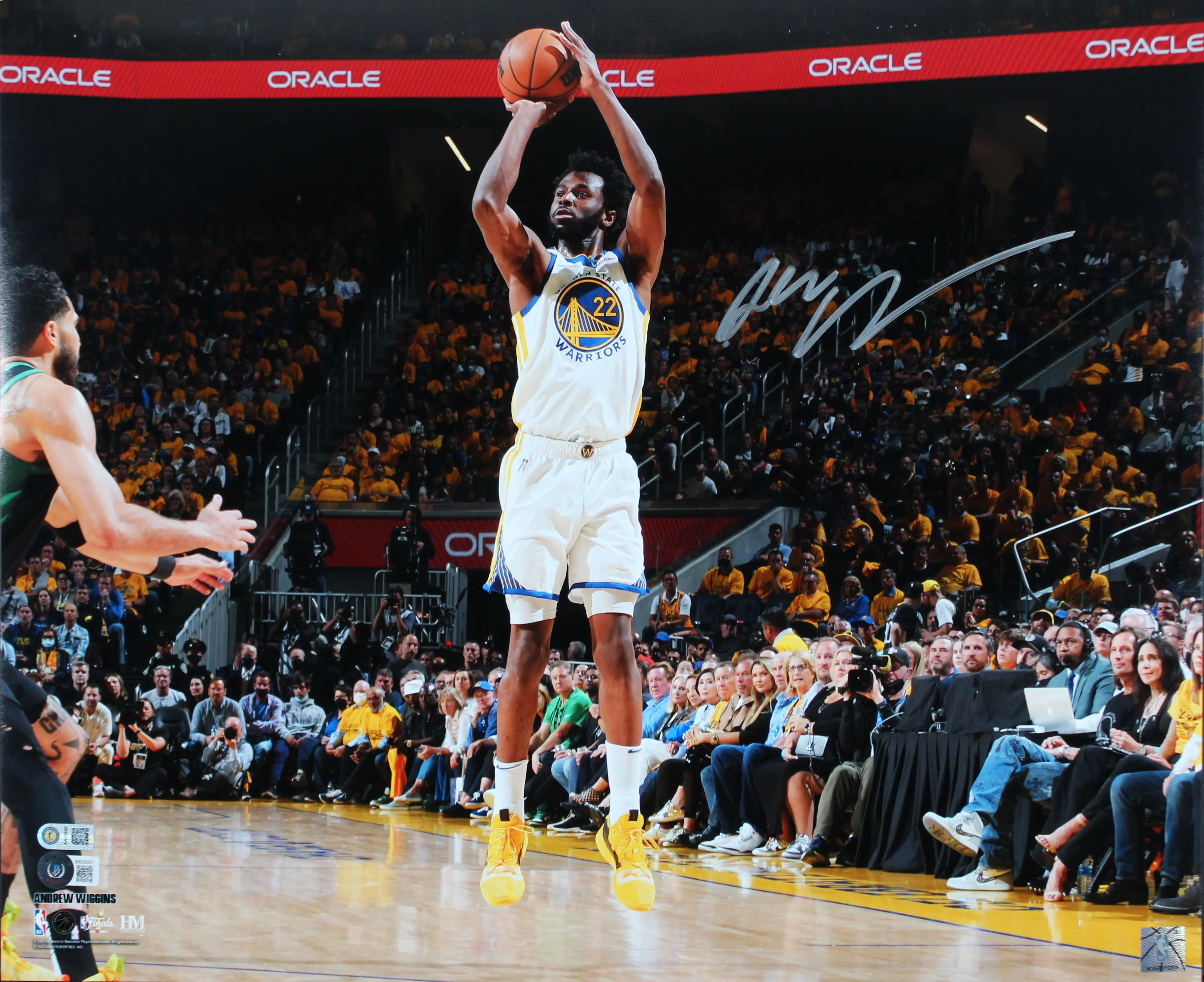Warriors Andrew Wiggins Signed 16x20 Horizontal Jumpshot Photo BAS Witnessed - Image 2