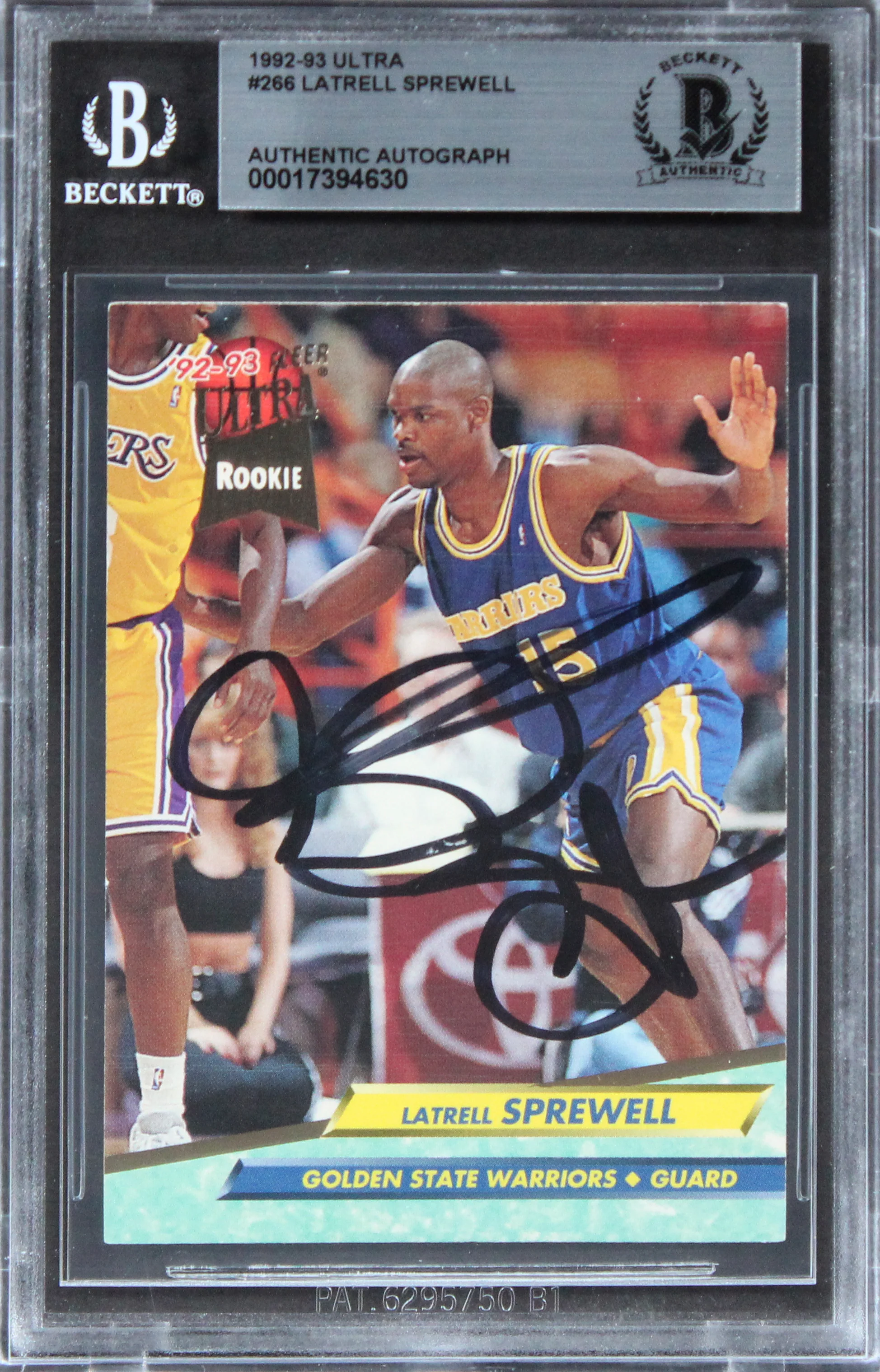 Warriors Latrell Sprewell Authentic Signed 1992 Ultra #266 Card BAS Slabbed - Image 2