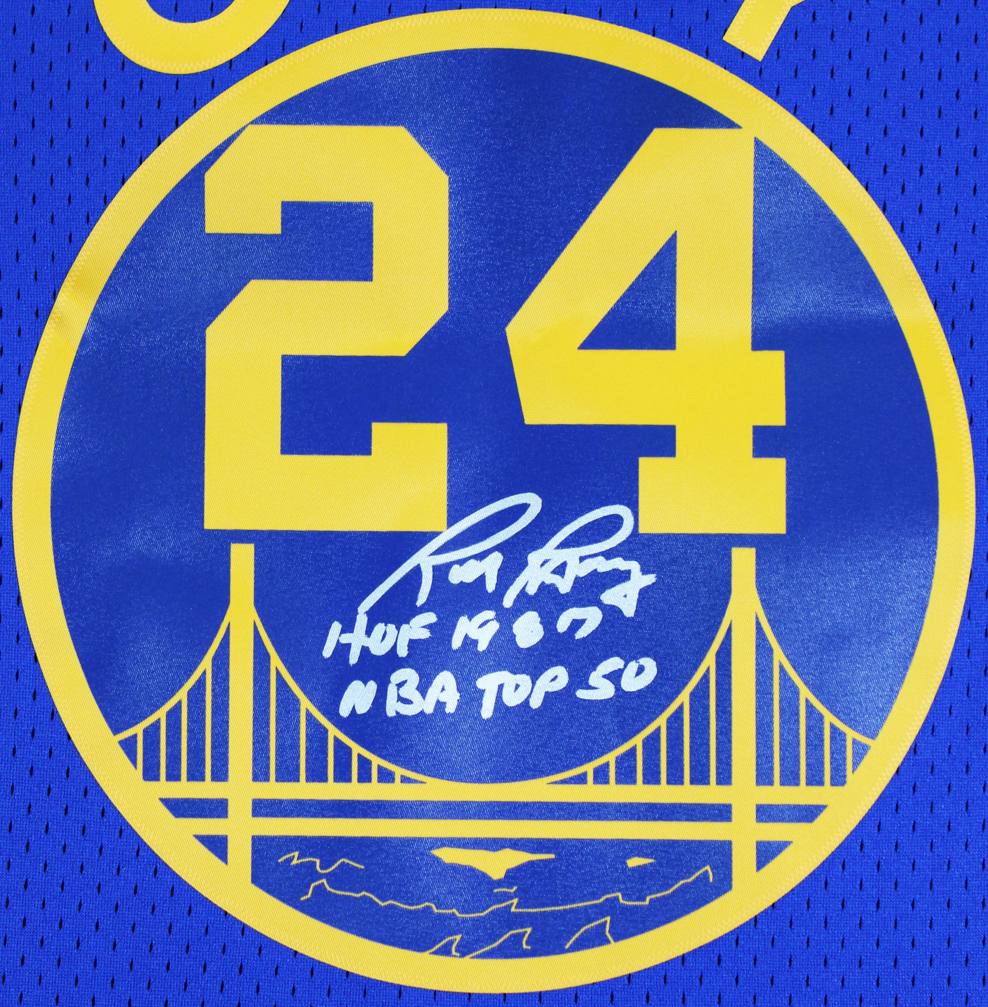 Warriors Rick Barry "2x Insc" Signed Blue M&N TB Swingman Jersey BAS Witnessed - Image 4