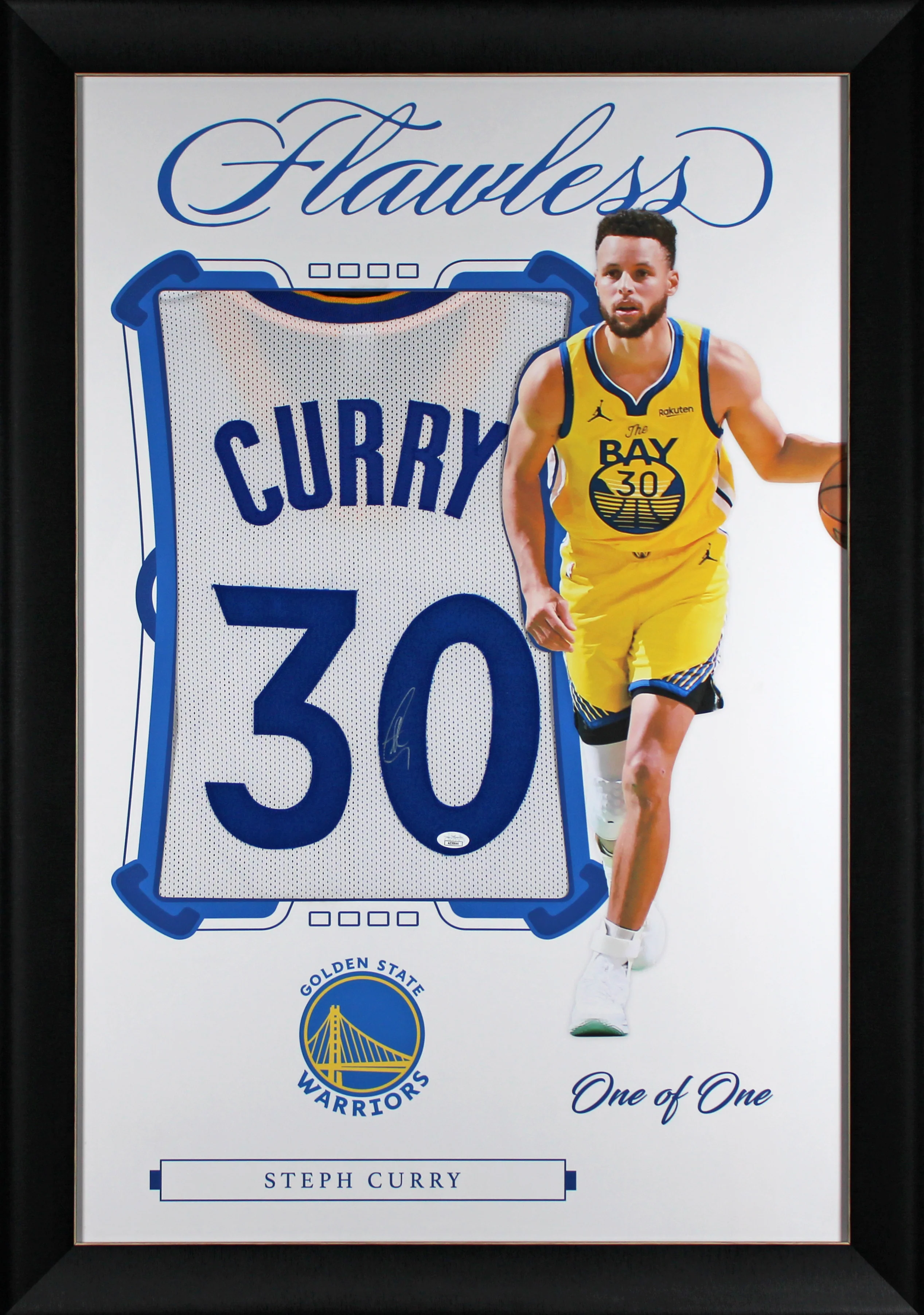 Warriors Stephen Curry Authentic Signed One of One Jersey Framed Display JSA 2 - Image 2