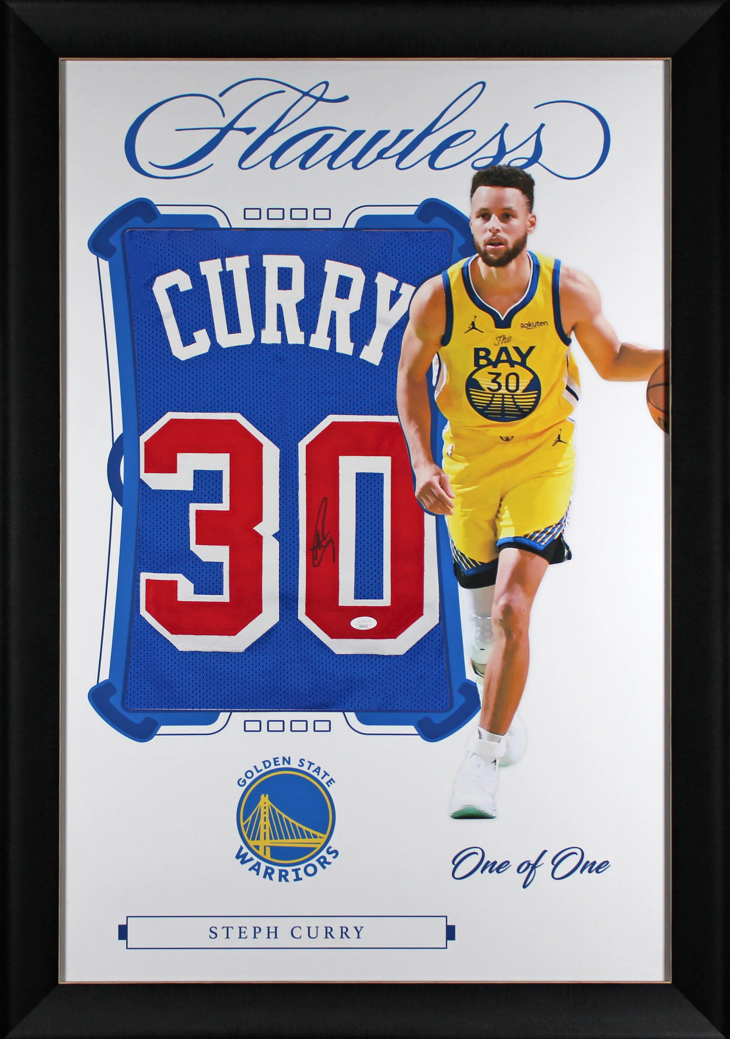 Warriors Stephen Curry Authentic Signed One of One Jersey Framed Display JSA 4 - Image 2