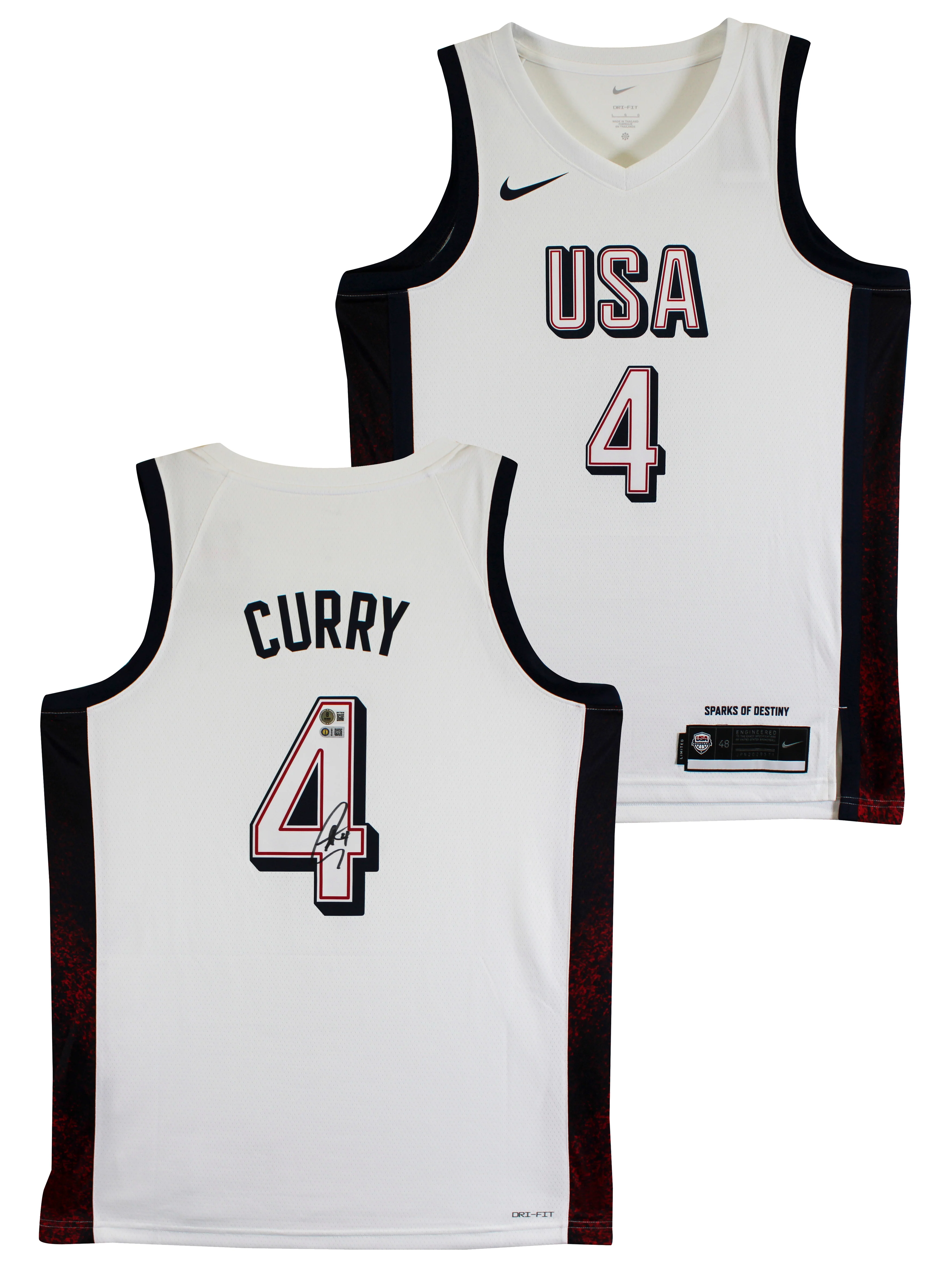 Warriors Stephen Curry Authentic Signed Team USA White Nike Swingman Jersey BAS - Image 2