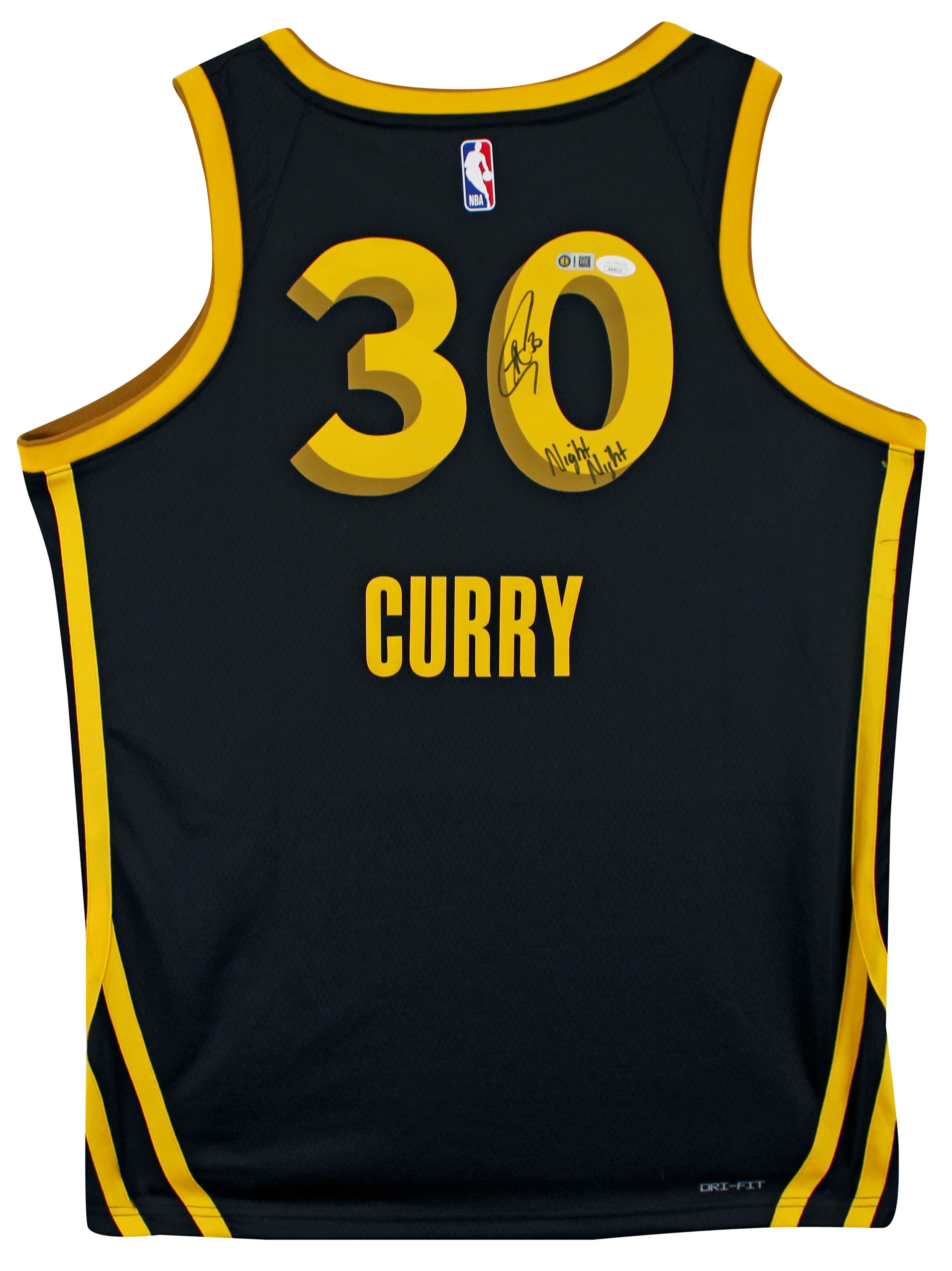 Warriors Stephen Curry "Night Night" Signed Black Nike 2023 City Ed. Jersey JSA - Image 3