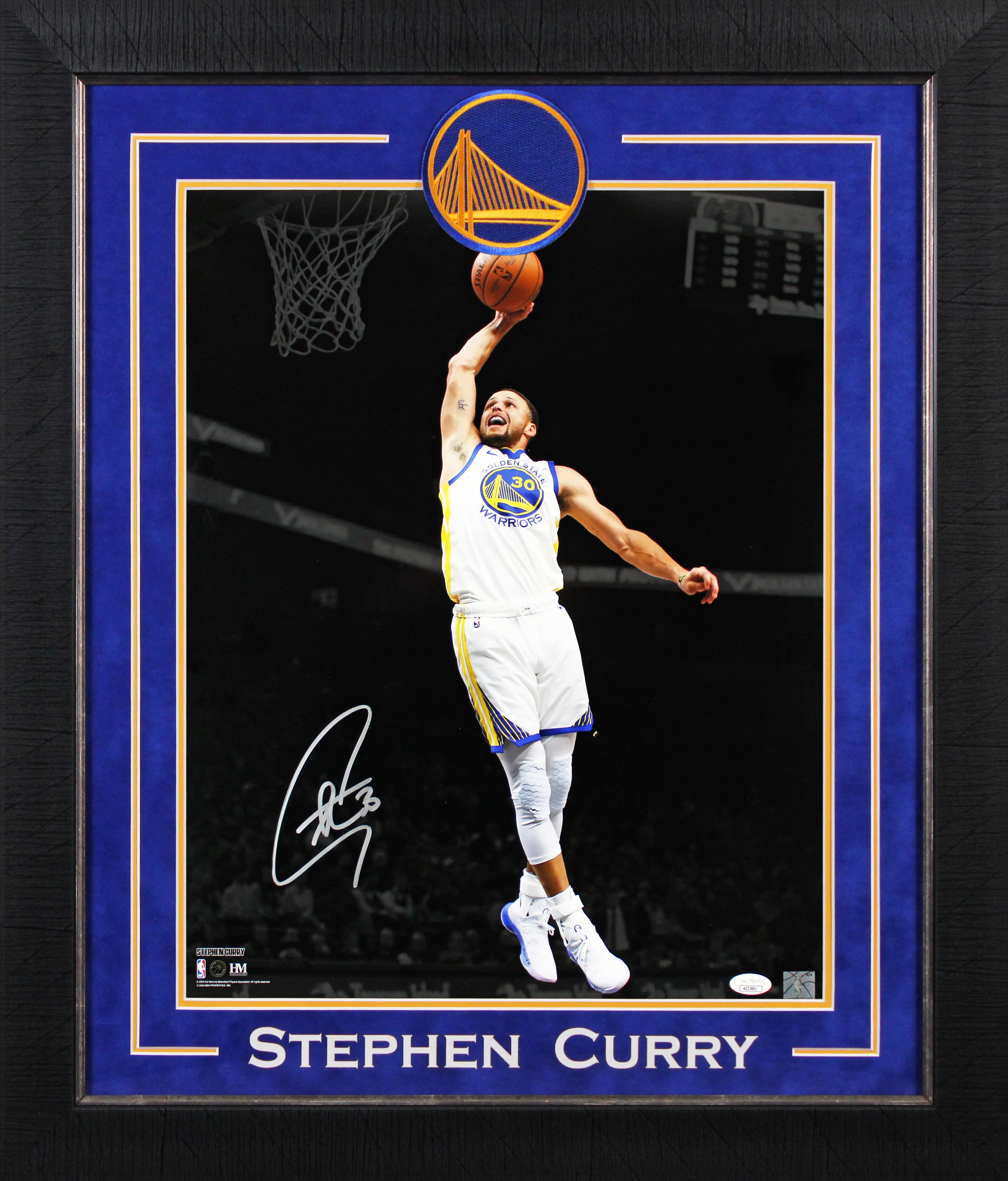 Warriors Stephen Curry Signed 16x20 Framed Vertical Dunking Spotlight Photo JSA - Image 2
