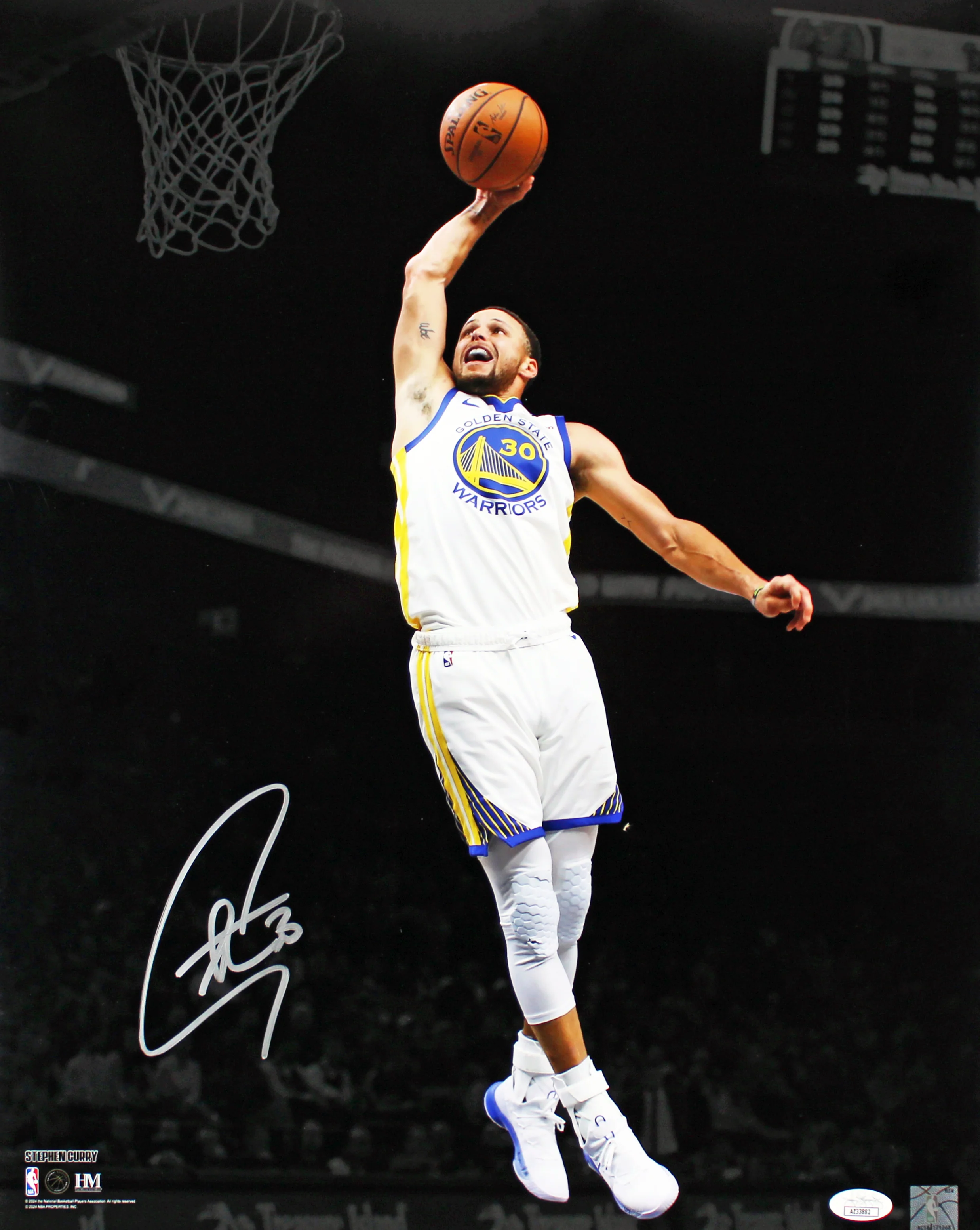 Warriors Stephen Curry Signed 16x20 Framed Vertical Dunking Spotlight Photo JSA - Image 3