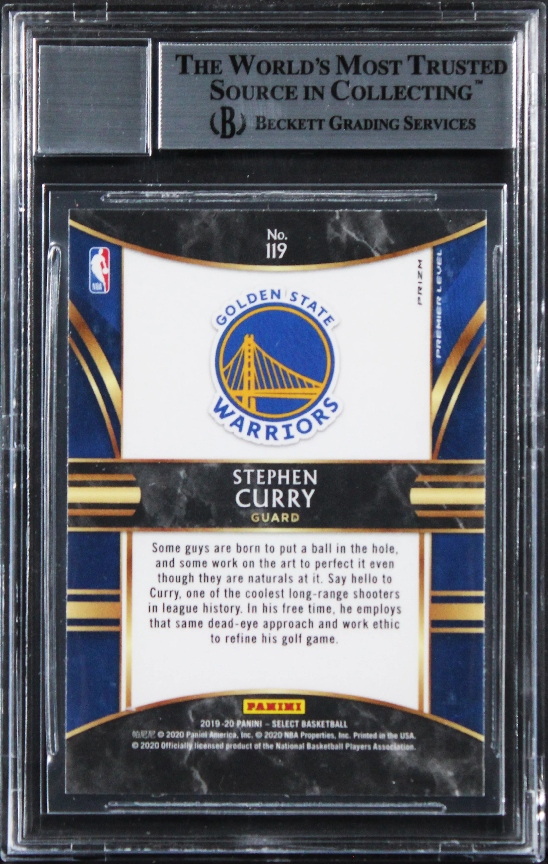 Warriors Stephen Curry Signed 2019 Select Prizms #119 Card Auto GM 10! BAS Slab - Image 3