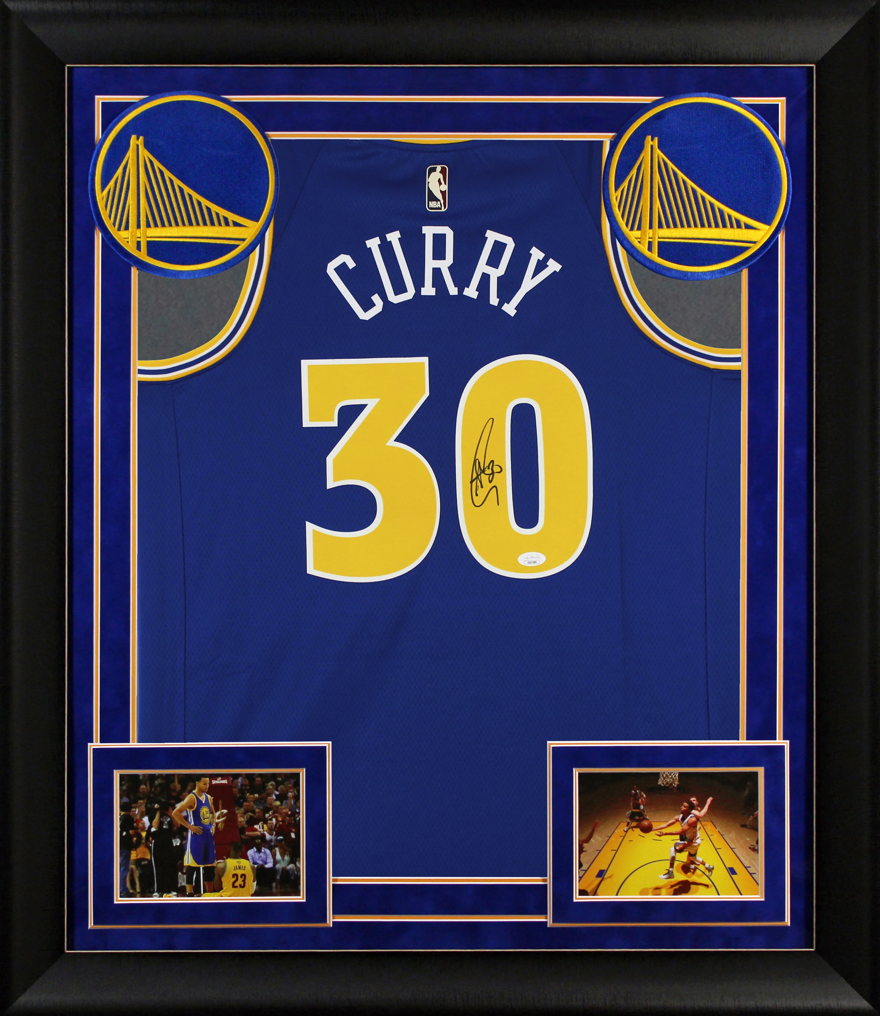 Warriors Stephen Curry Signed Blue Nike Classics Ed Swingman Framed Jersey JSA 2 - Image 2