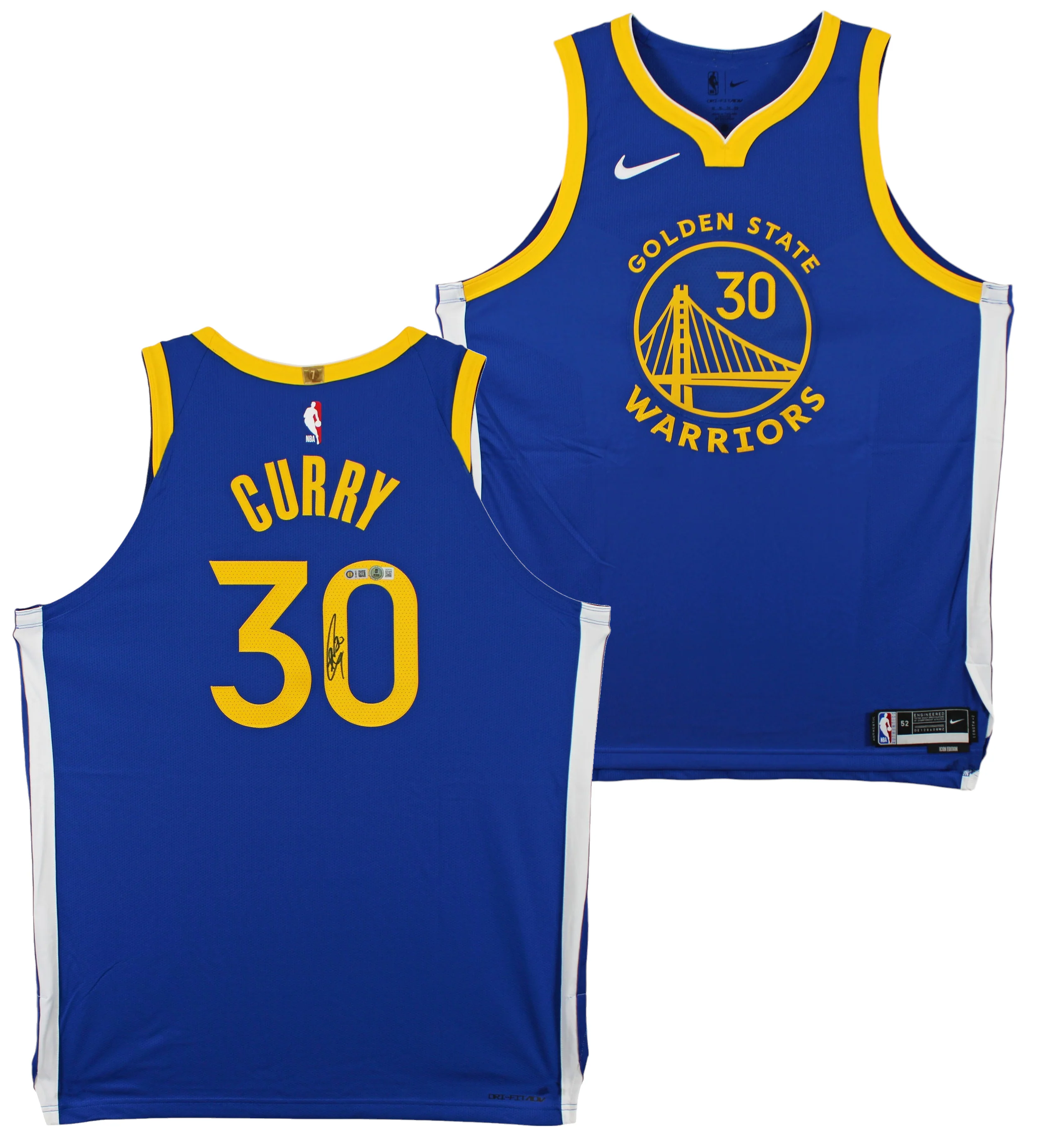 Warriors Stephen Curry Signed Blue Nike Icon Edition Authentic Jersey BAS Wit - Image 2