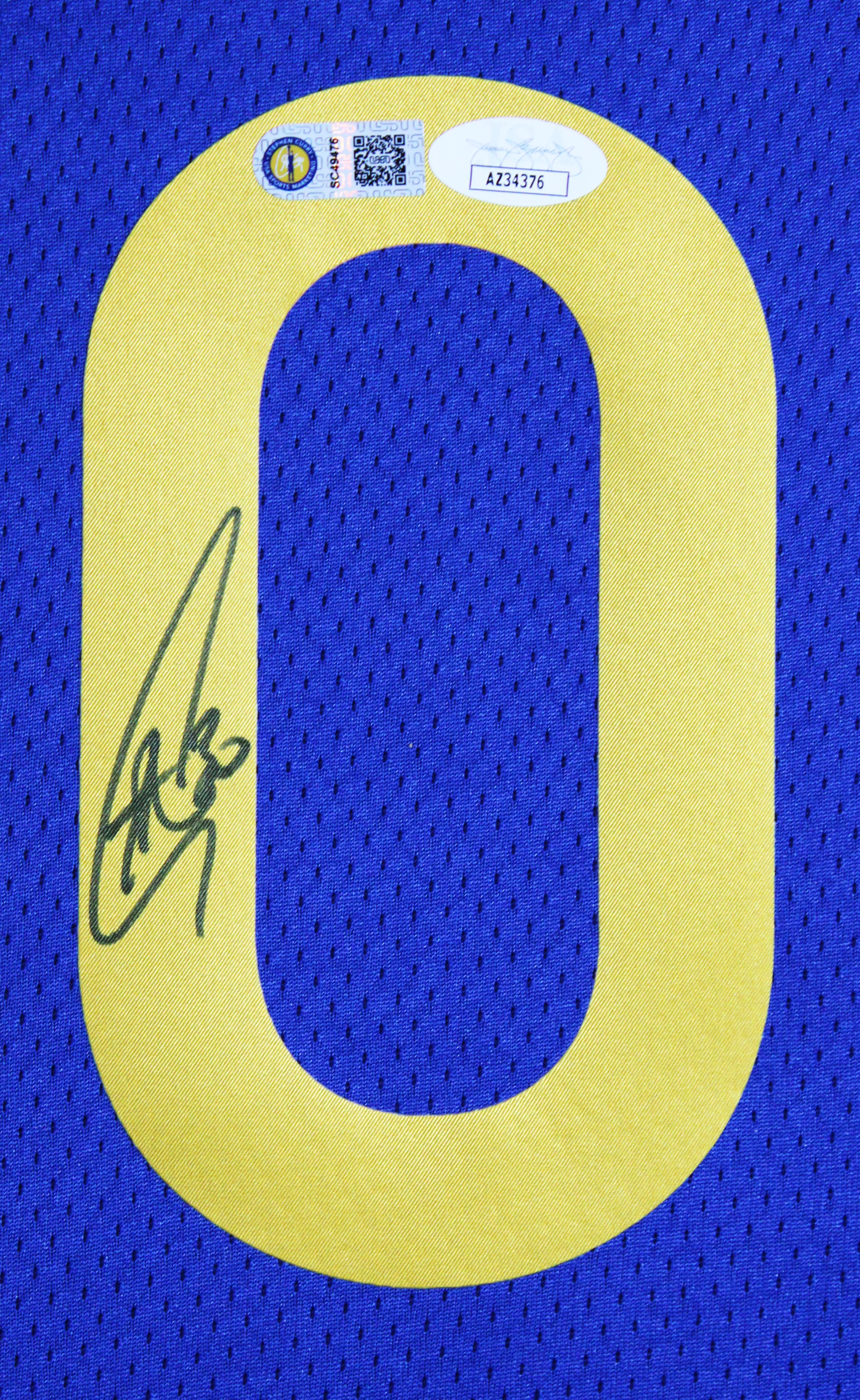 Warriors Stephen Curry Signed Blue Nike Icon Edition Swingman Framed Jersey JSA - Image 3