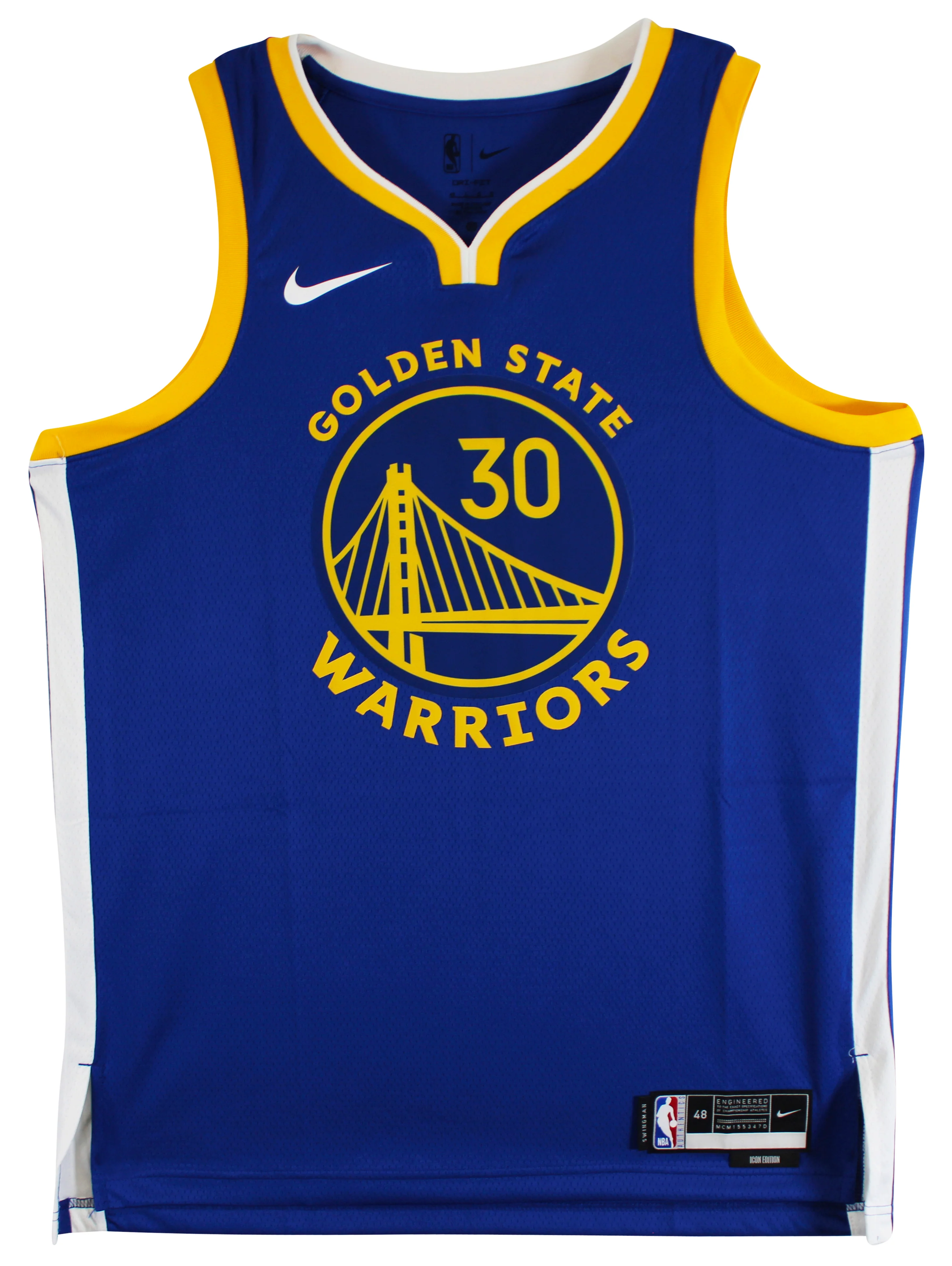 Warriors Stephen Curry Signed Blue Nike Icon Edition Swingman Jersey BAS - Image 5