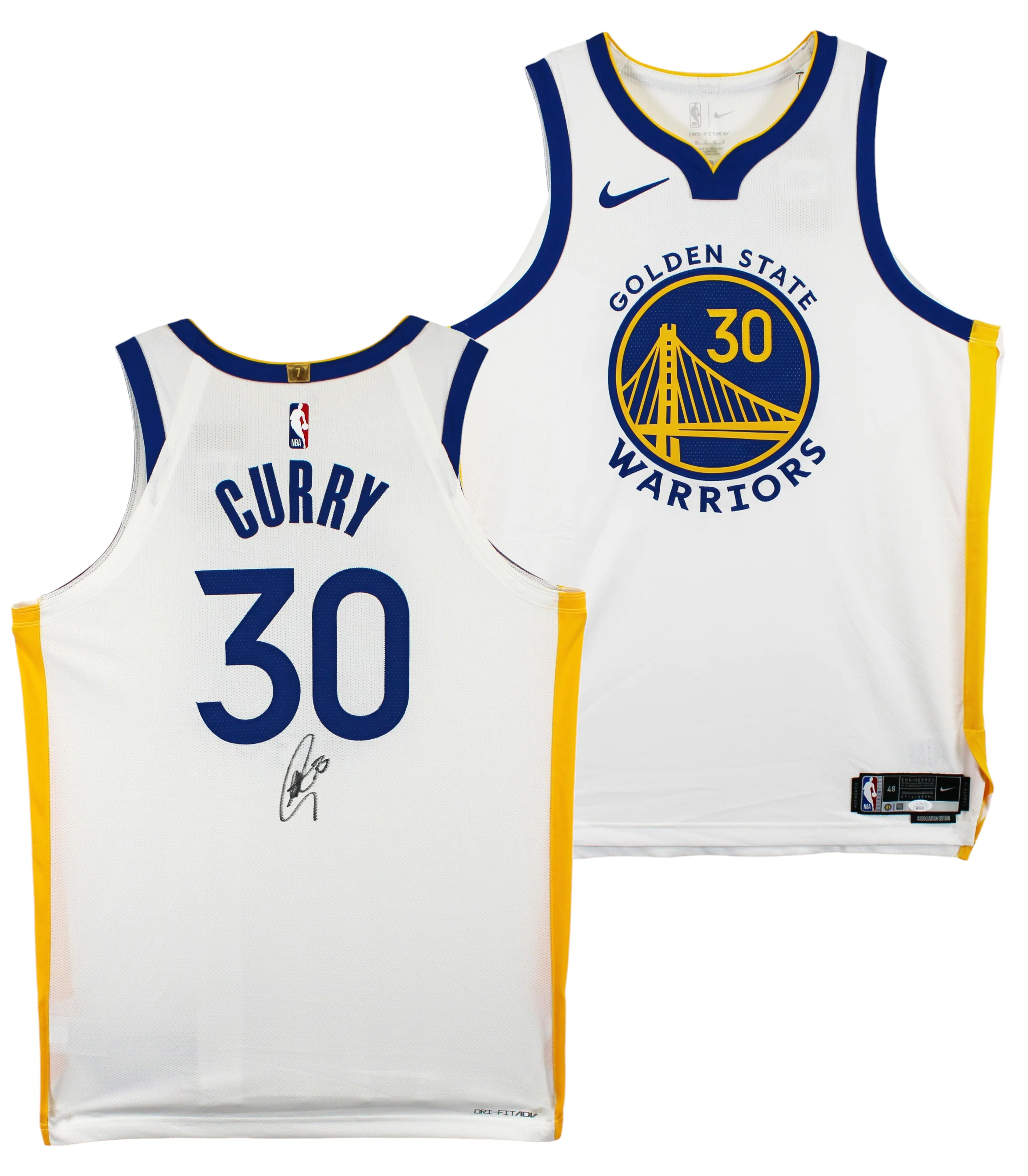 Warriors Stephen Curry Signed White Nike Association Ed Authentic Jersey JSA 1 - Image 2
