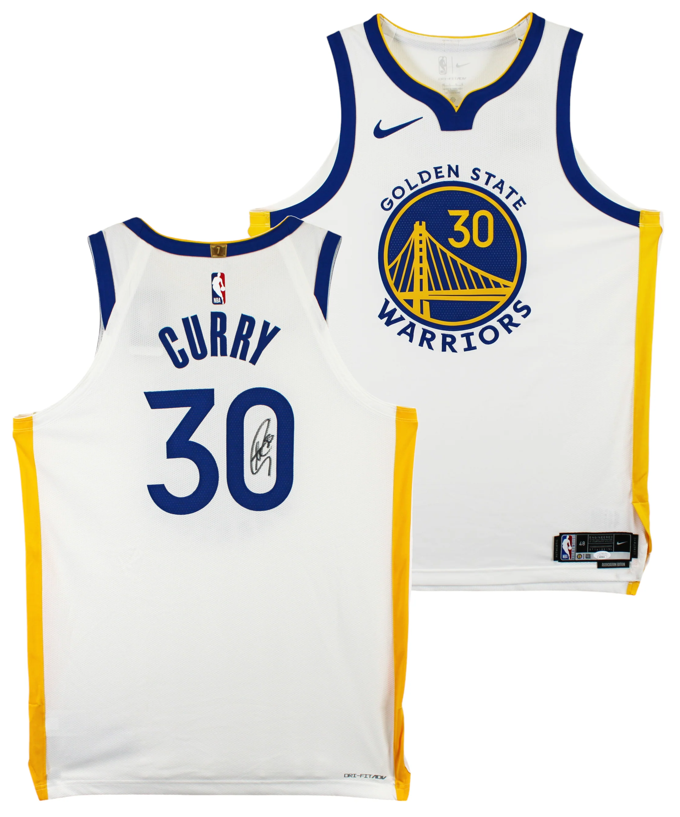 Warriors Stephen Curry Signed White Nike Association Ed Authentic Jersey JSA 2 - Image 2