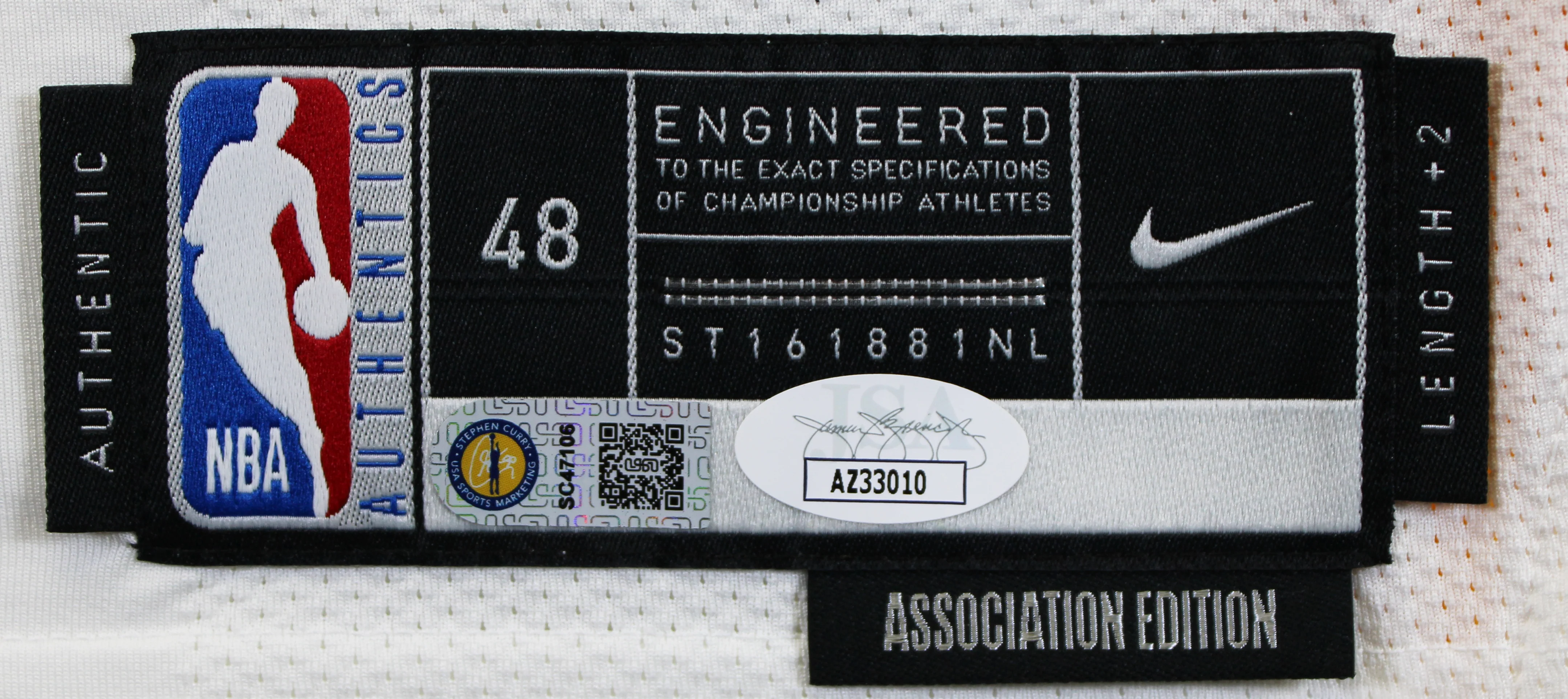 Warriors Stephen Curry Signed White Nike Association Ed Authentic Jersey JSA 2 - Image 9