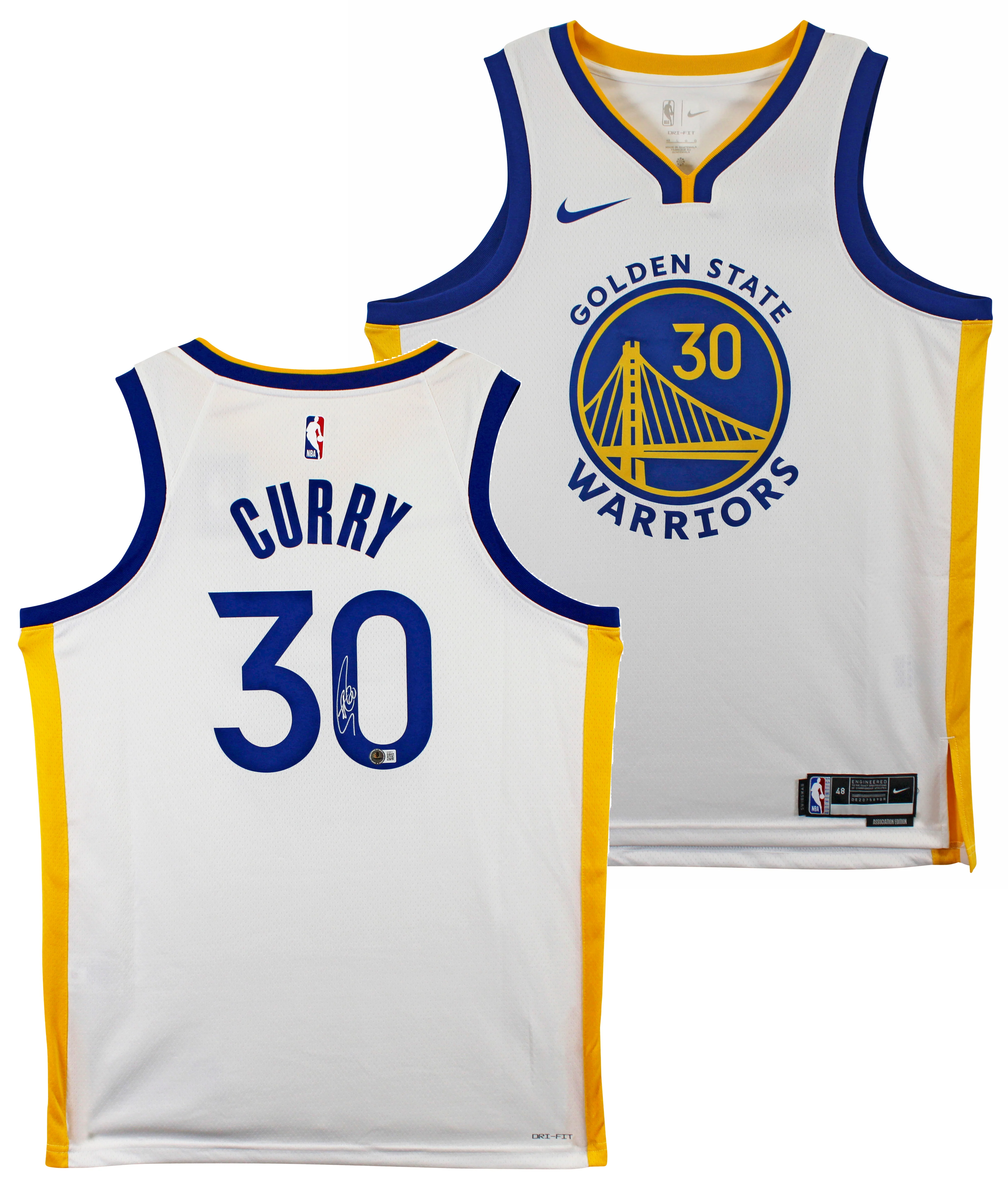 Warriors Stephen Curry Signed White Nike Association Edition Swingman Jersey BAS - Image 2
