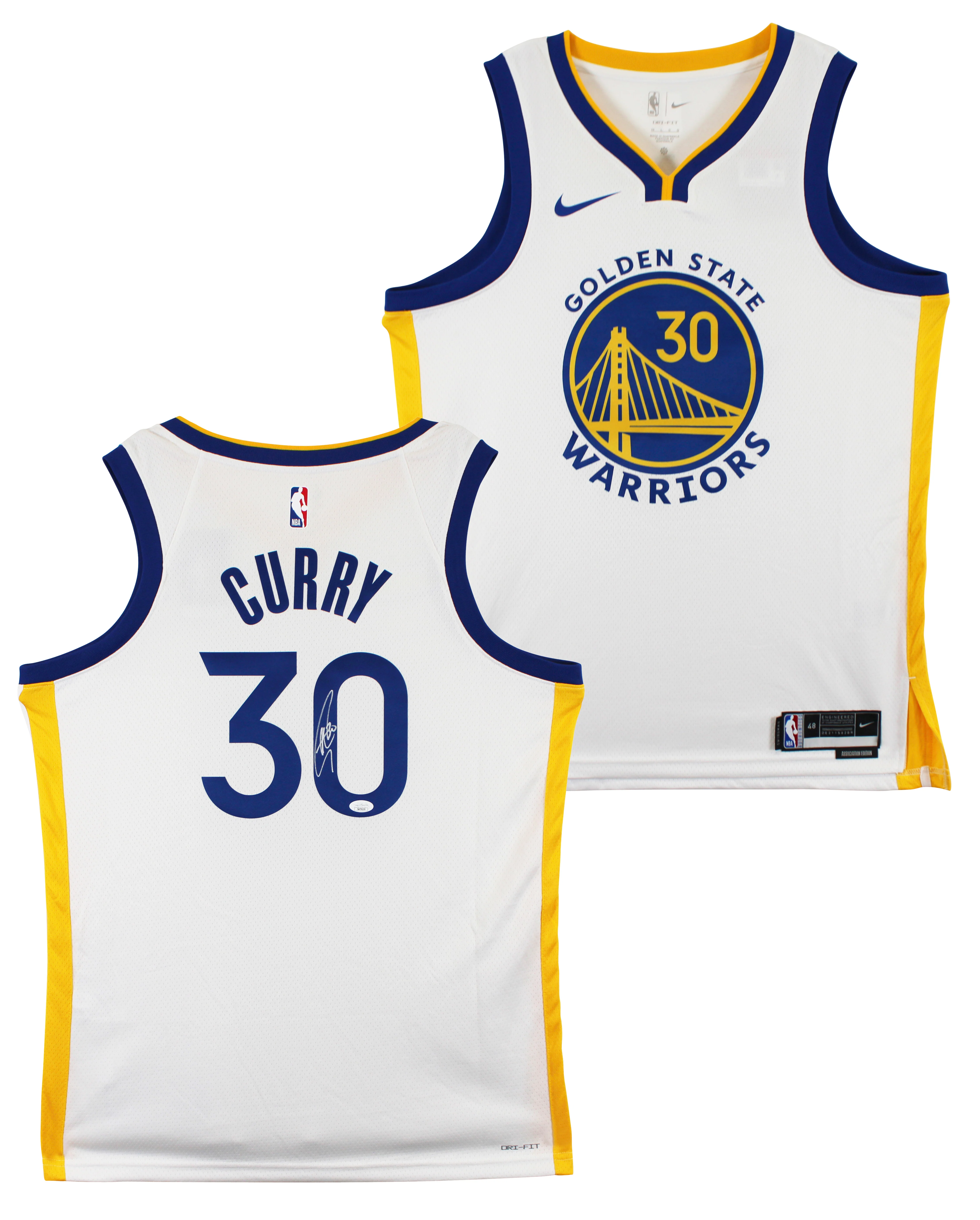 Warriors Stephen Curry Signed White Nike Association Edition Swingman Jersey JSA - Image 2