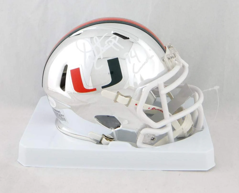 Warrren Sapp Signed Miami Hurricanes Riddell Chrome Mini Helmet w/ Insc-JSA W *W - Image 4