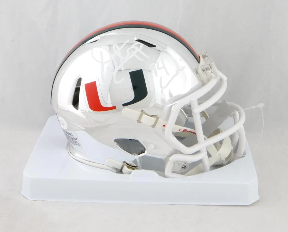 Warrren Sapp Signed Miami Hurricanes Riddell Chrome Mini Helmet w/ Insc-JSA W *W - Image 7