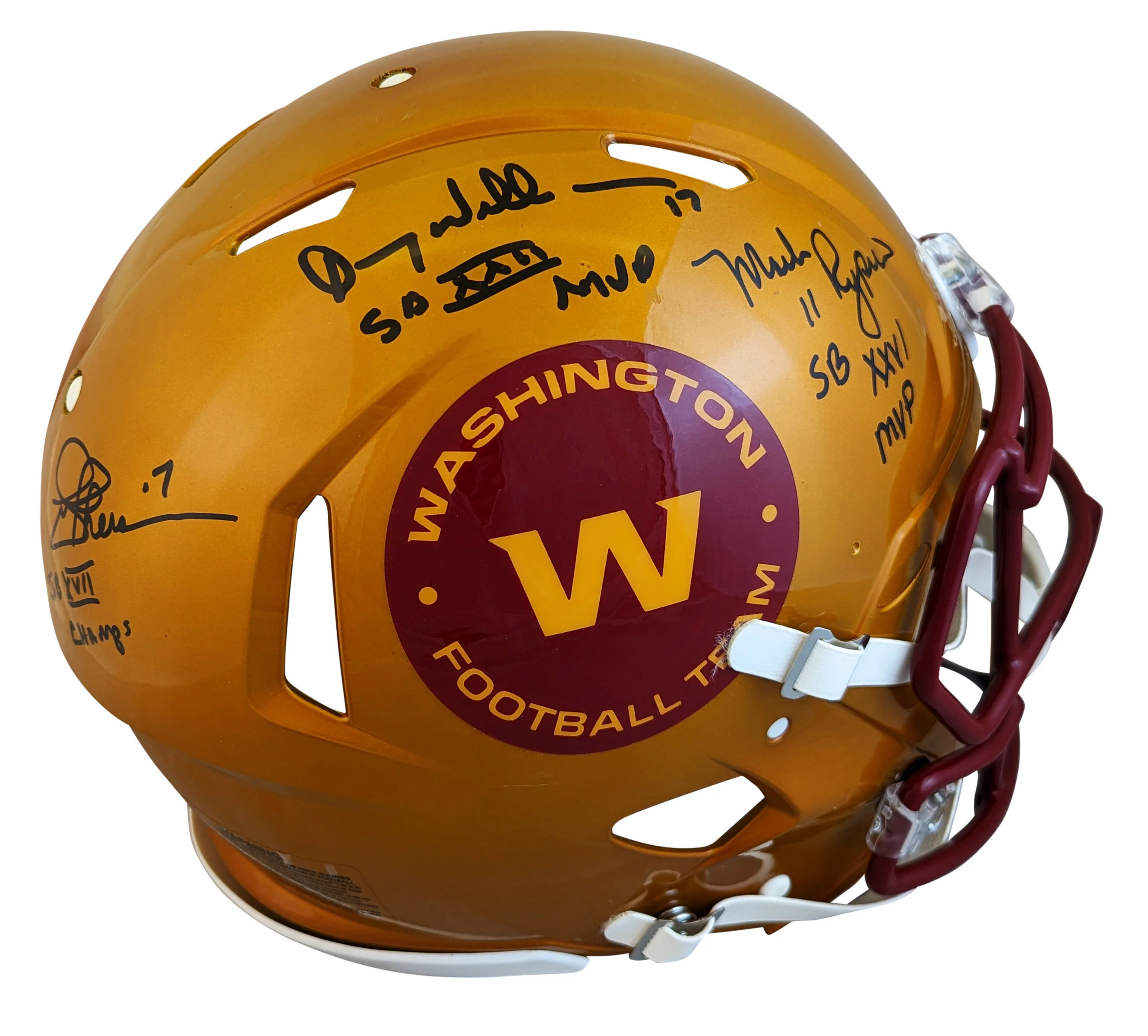 Washington SB QBs (3) Signed Flash Full Size Speed Proline Helmet BAS Witnessed - Image 3