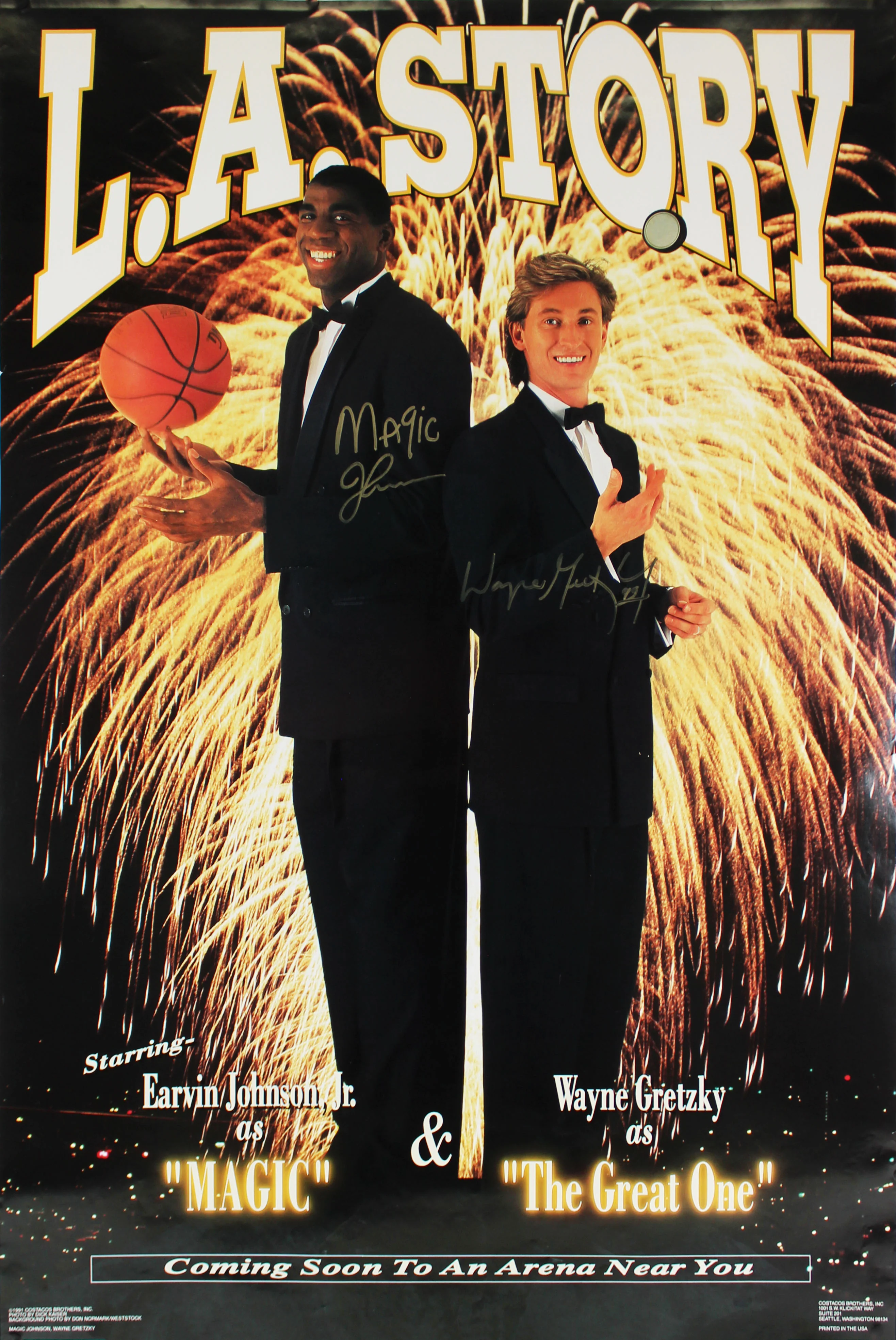 Wayne Gretzky & Magic Johnson Signed 23x34.75 L.A. Story Poster PSA/DNA #AI02340 - Image 2