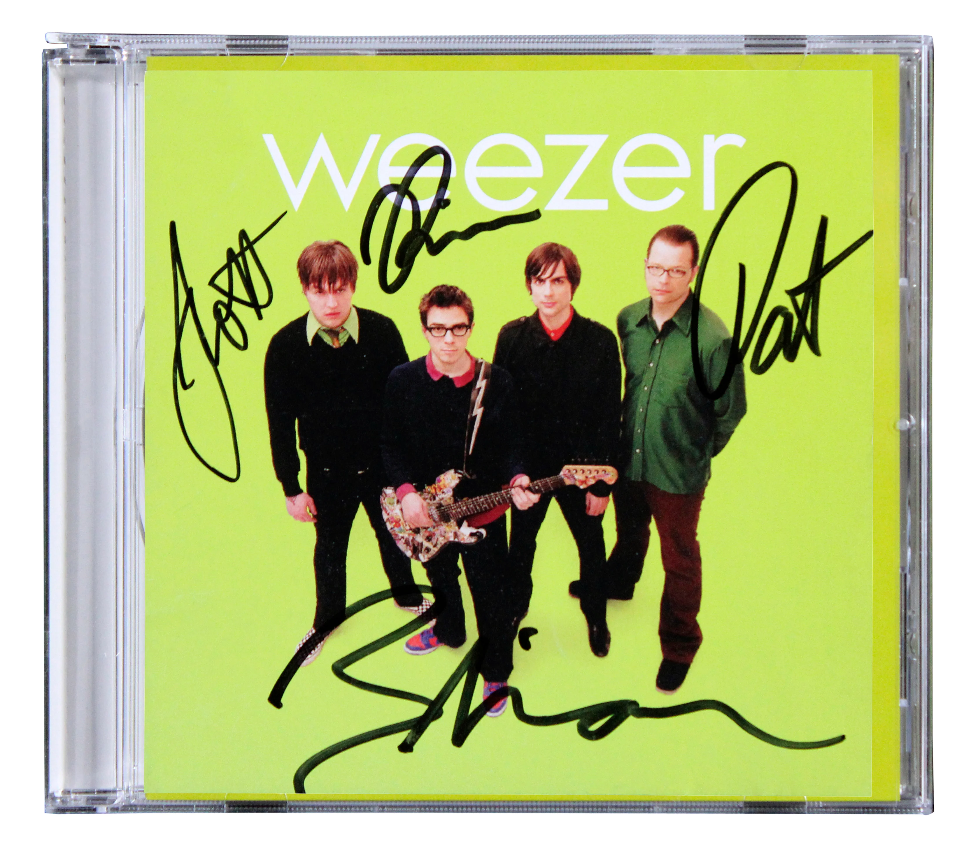 Weezer (4) Cuomo, Shriner, Bell & Wilson Signed Green Album Cd Insert JSA - Image 2