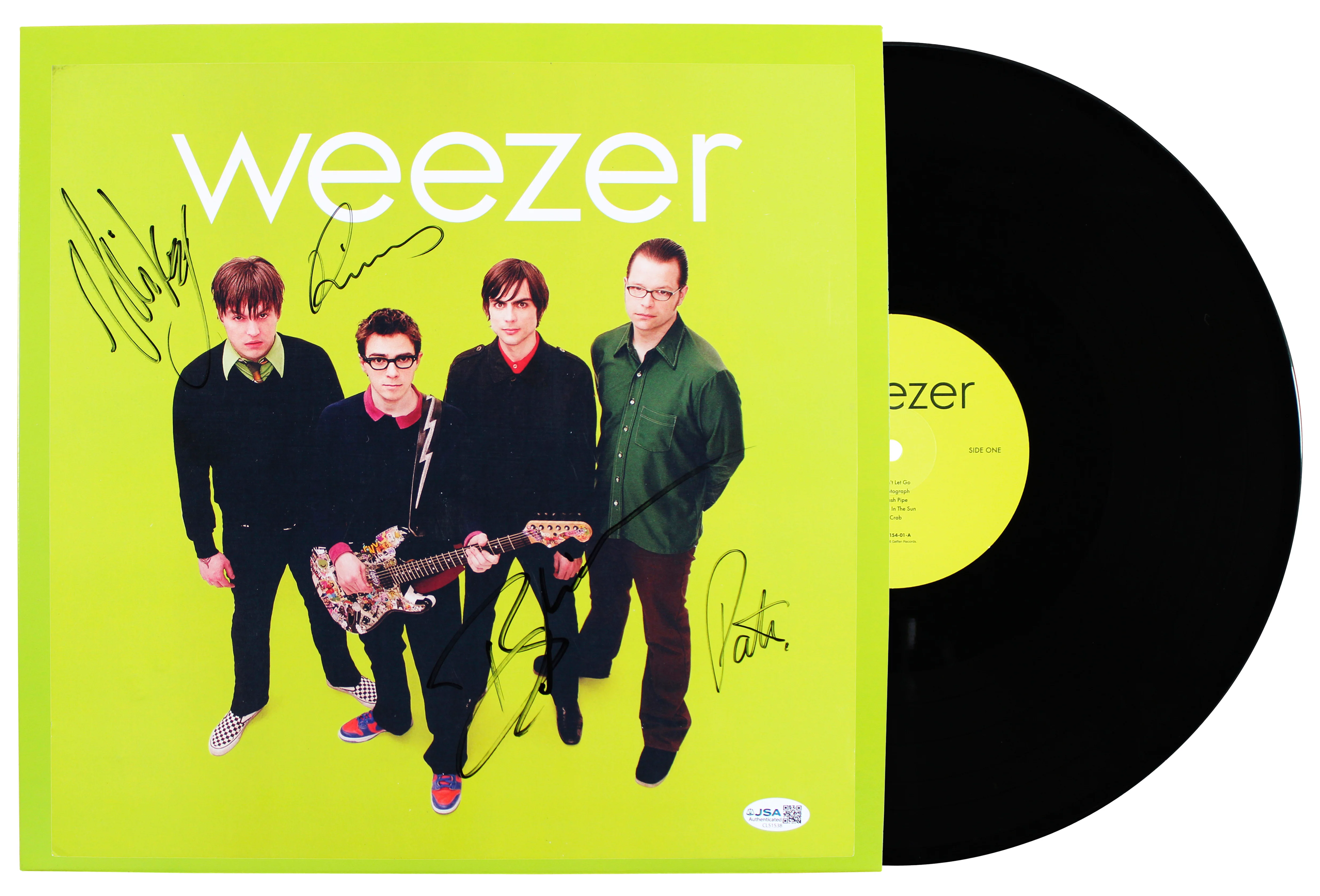 Weezer (4) Cuomo, Welsh, Bell & Wilson Signed Green Album Flat JSA #CL51538 - Image 2