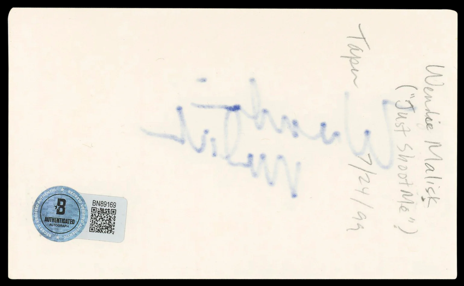 Wendie Malick Waiting... Authentic Signed 3x5 Index Card BAS #BN89169 - Image 3