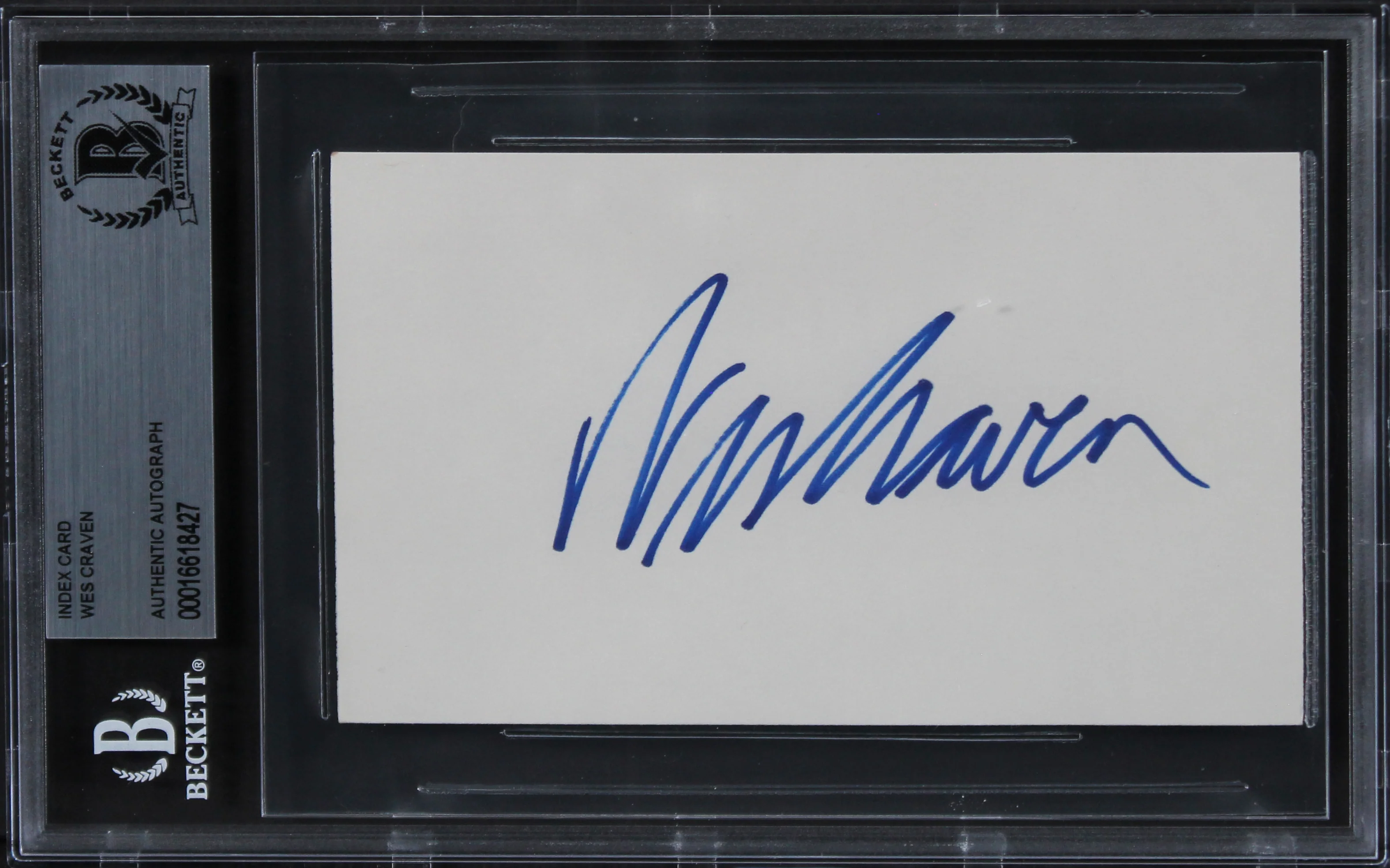Wes Craven Scream Authentic Signed 3x5 Index Card Autographed BAS Slabbed - Image 2