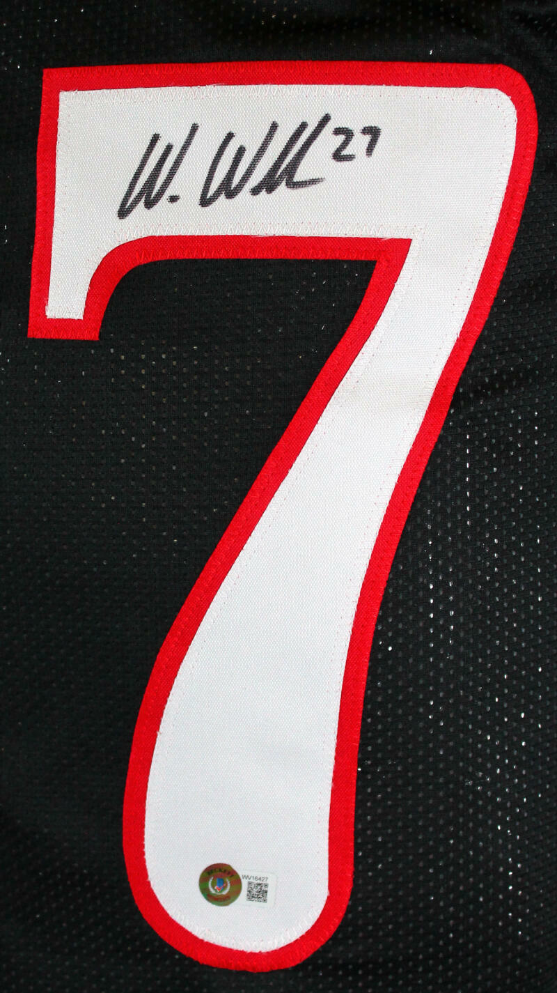 Wes Welker Autographed Black College Style Jersey-Beckett W Hologram *Black - Image 2